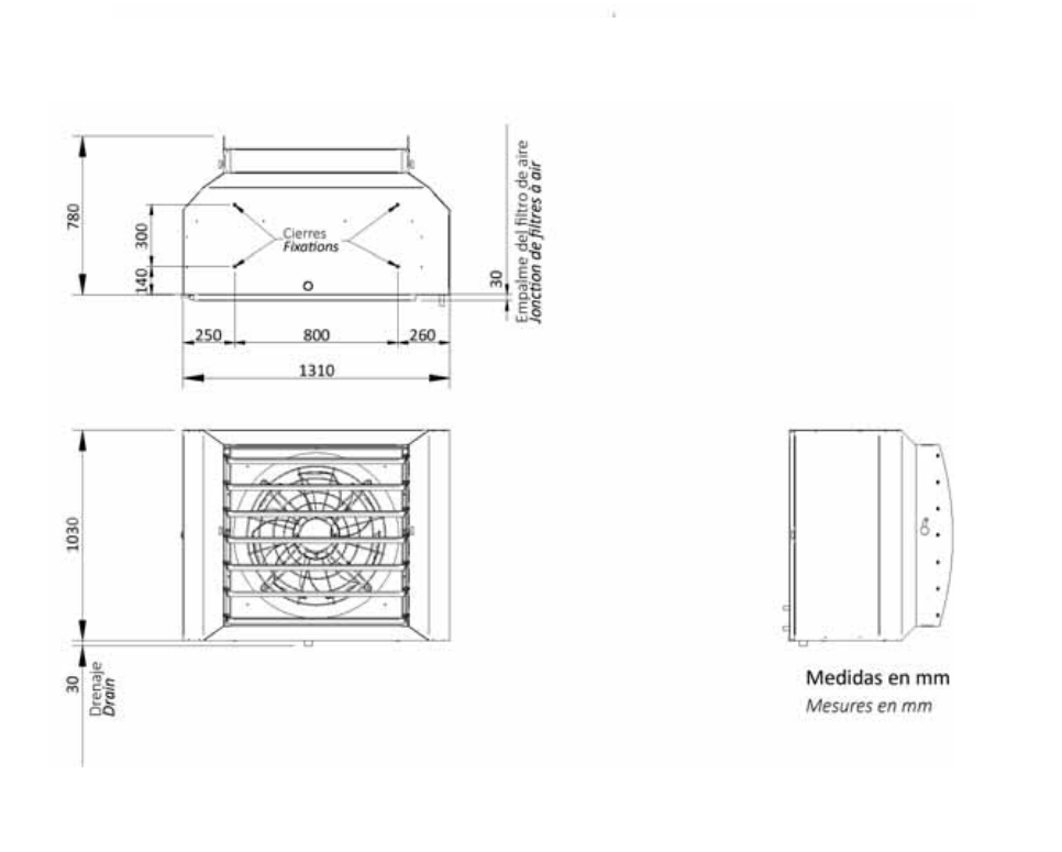 Dimensiones unidad interior Beetle